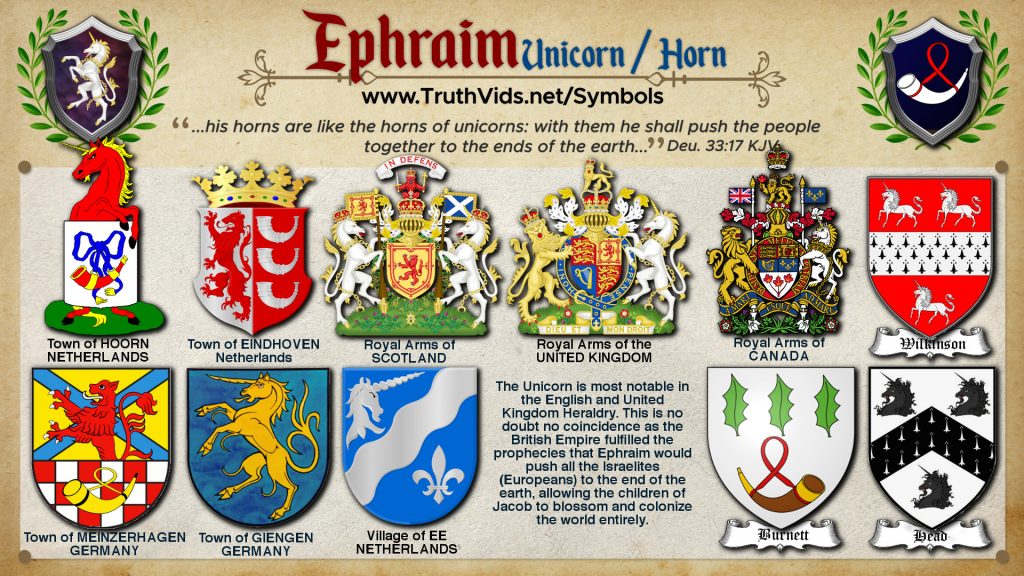 Heraldry of Ephraim a tribe of Israel the Unicorn Symbol